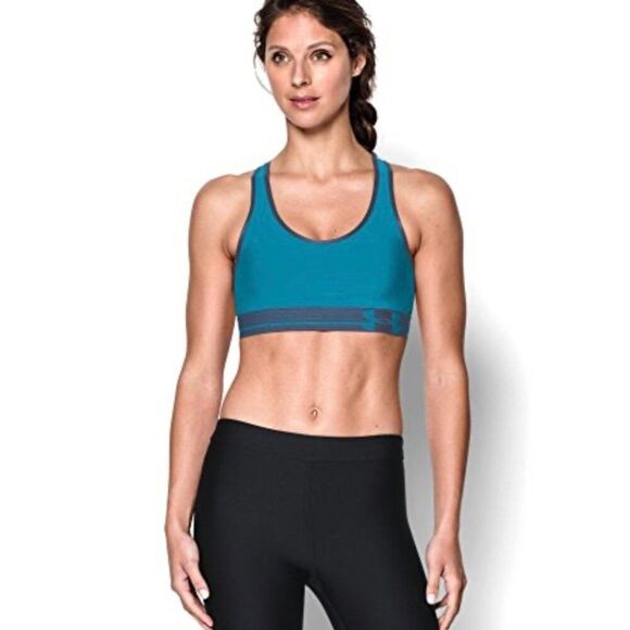 NWT Under Armour Womens SMALL HeatGear Amour Sports Bra, Pacific Blue Teal Color - Picture 4 of 10